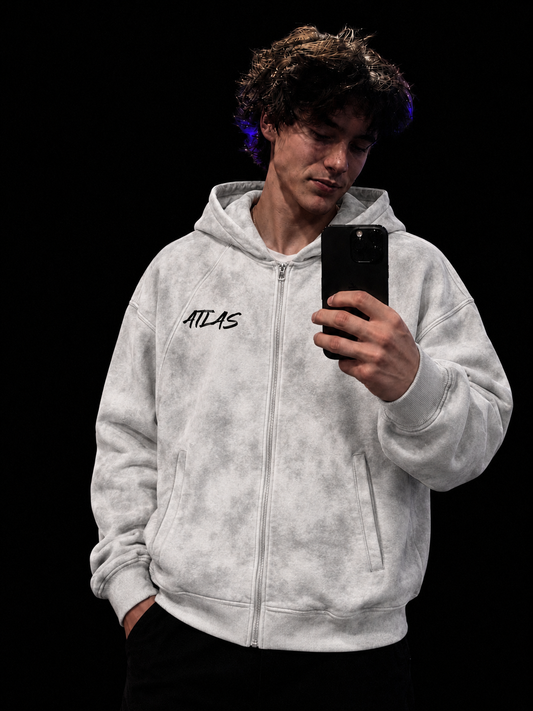 WHITE WASHED ZIP UP