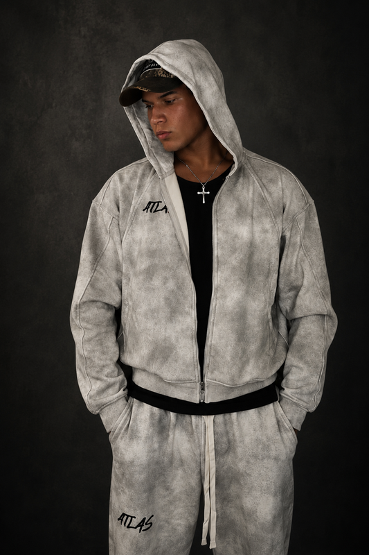 WHITE WASHED ZIP UP